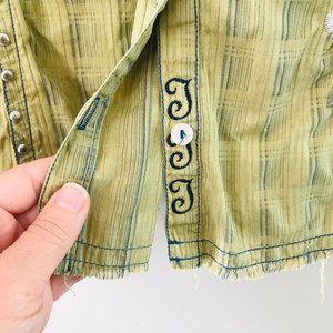 Johnny Was Button Shirt, Size L, Cotton with Embroidery